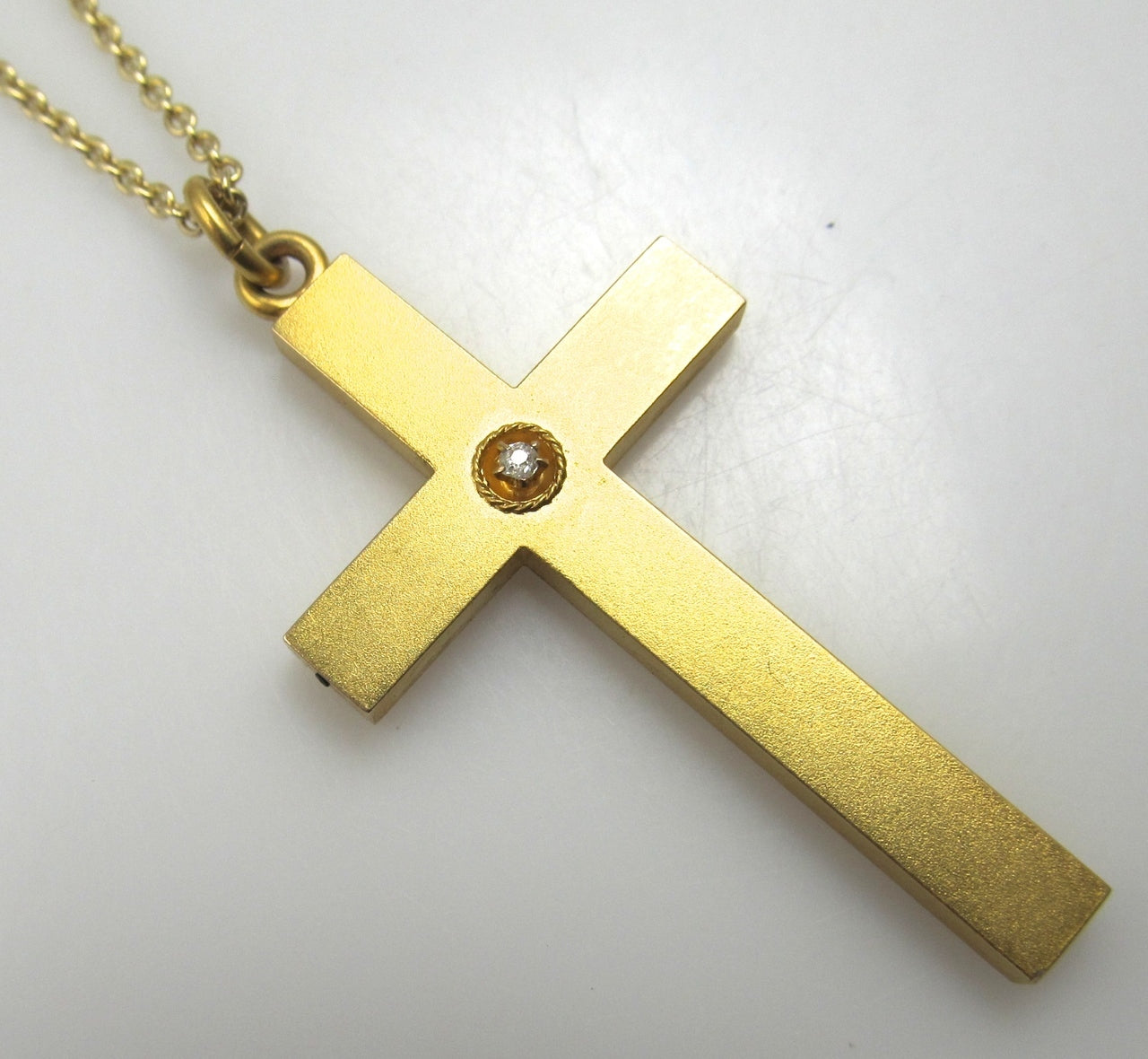 Antique 14k gold cross with a diamond, circa 1900