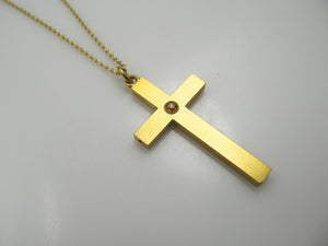 Antique 14k gold cross with a diamond, circa 1900