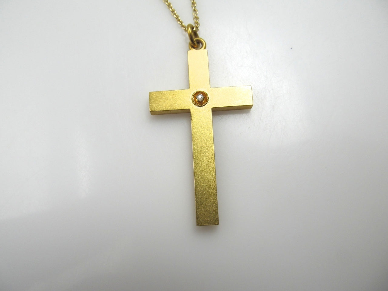 Antique 14k gold cross with a diamond, circa 1900