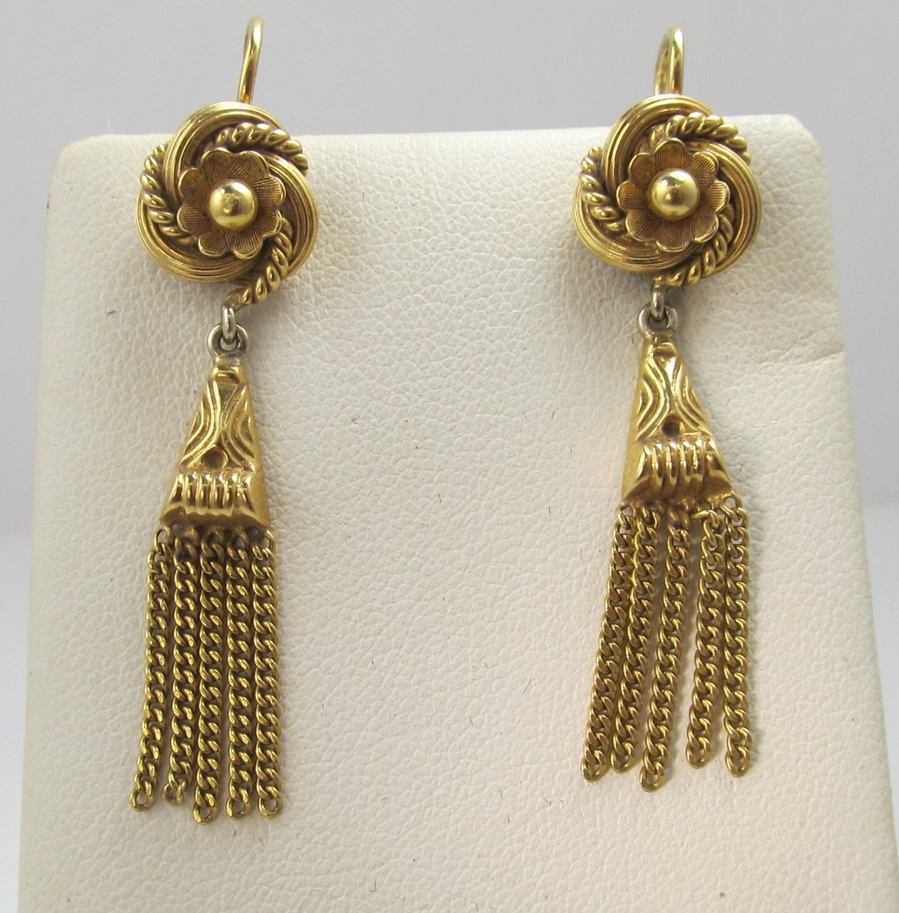 Vintage 18k Yellow Gold Tassel Drop Earrings, Circa 1950