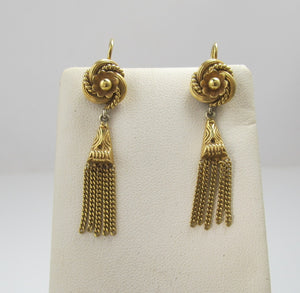 Vintage 18k Yellow Gold Tassel Drop Earrings, Circa 1950