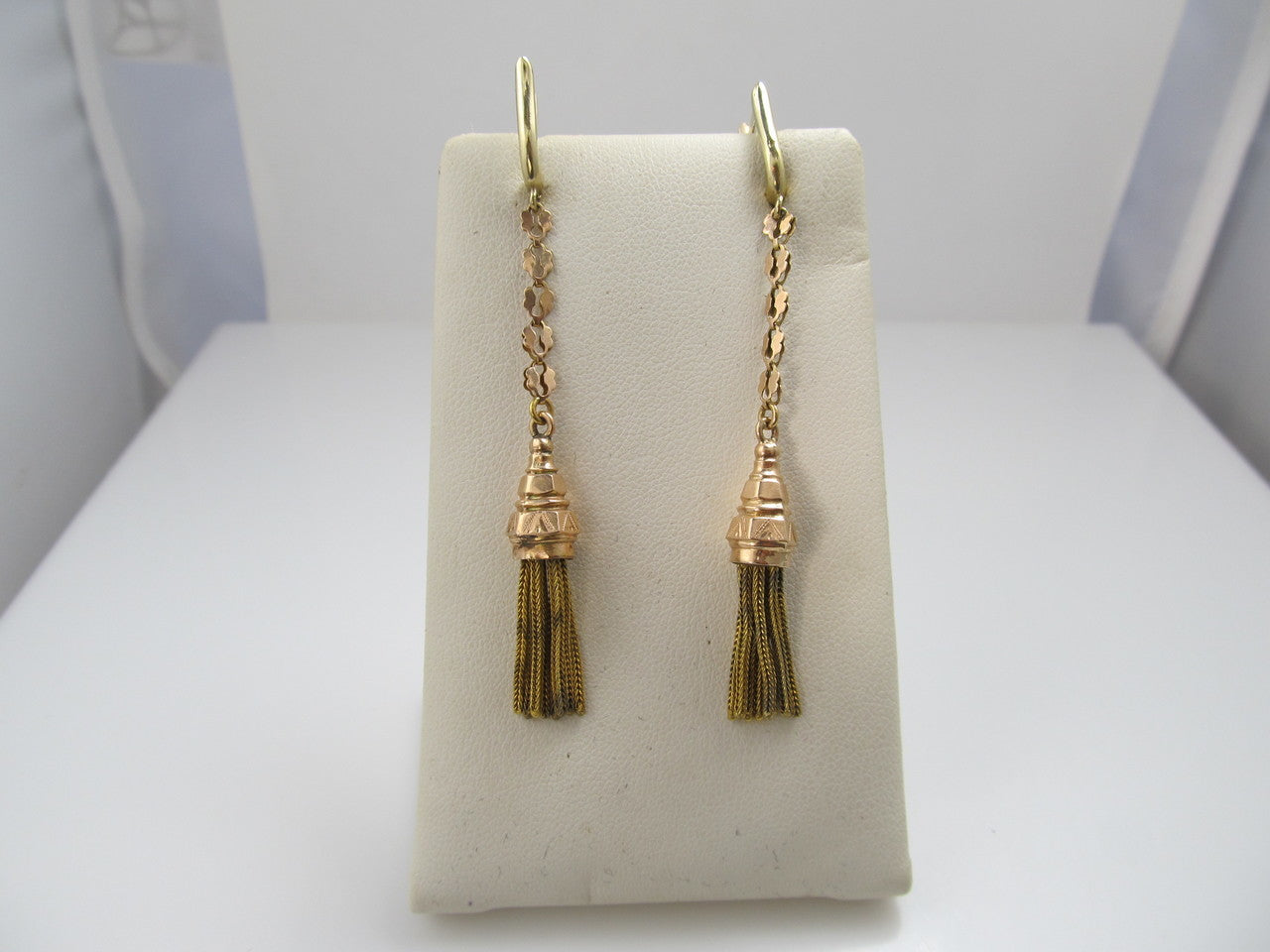 Antique 14k Rose And Yellow Gold Tassel Earrings, Circa 1880