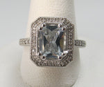 Modern Estate 14k White Gold Aquamarine Diamond Ring