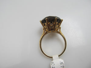 Vintage 14k Yellow Gold Ring With A 17.00ct Smokey Quartz. Circa 1950.