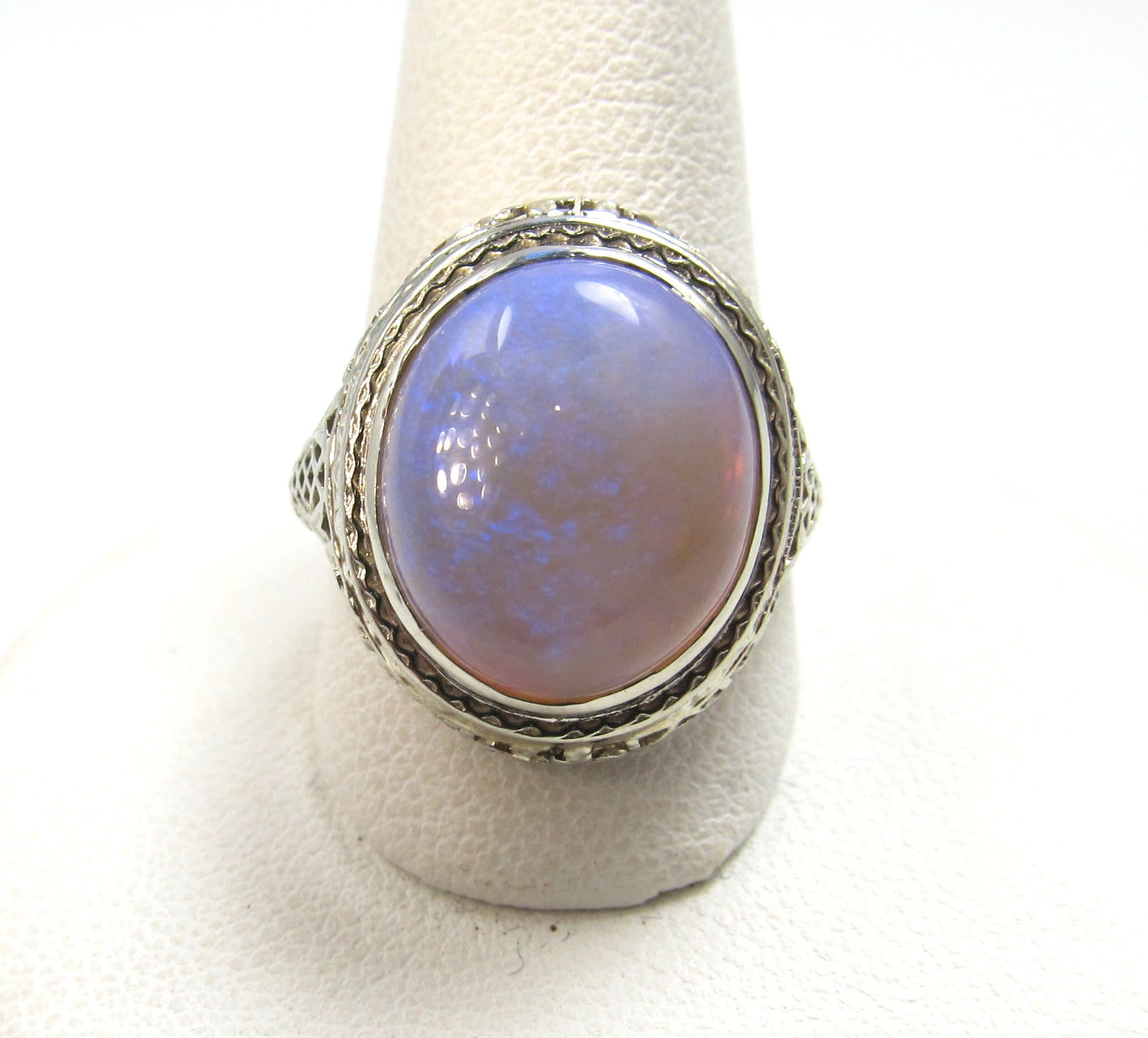 vintage opal filigree ring, victorious cape may