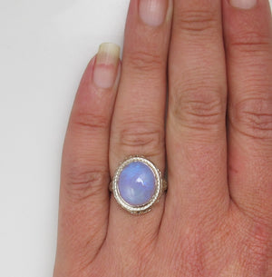 14k White Gold Filigree Ring With A 5.50ct Opal, Circa 1920