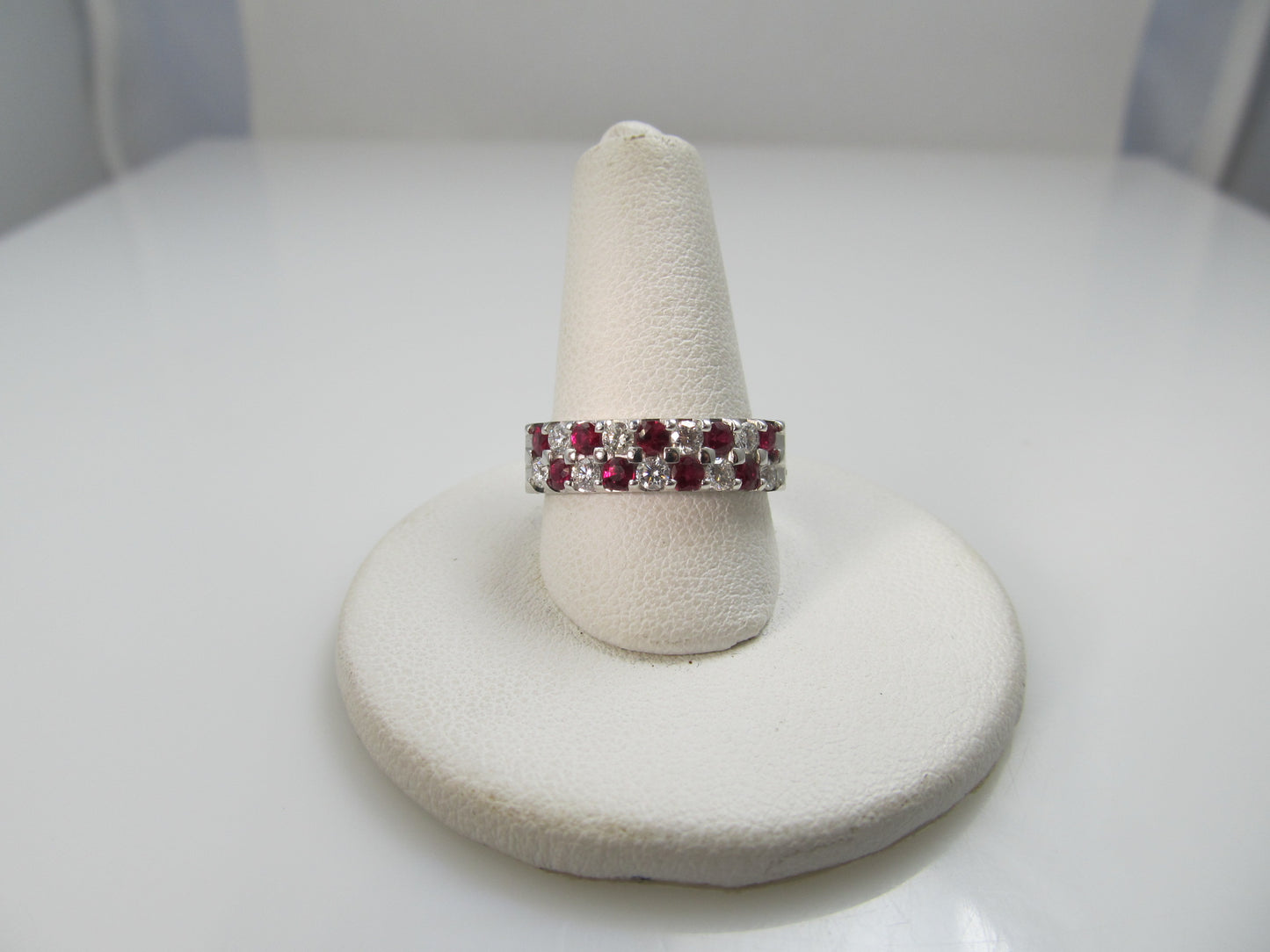 14k White Gold Band With .40cts In Diamonds And .60cts In Rubies