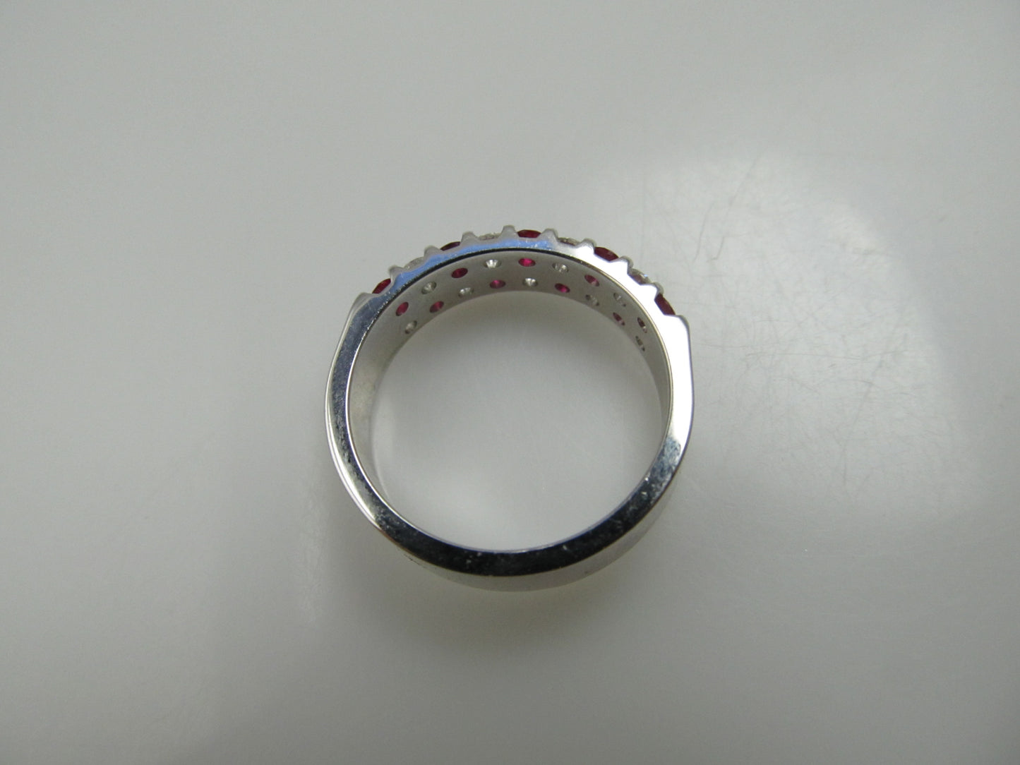 14k White Gold Band With .40cts In Diamonds And .60cts In Rubies