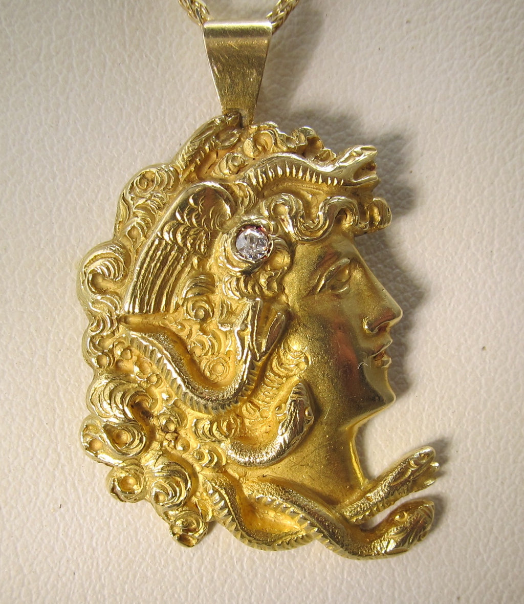 18k diamond Medusa head necklace