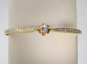 Antique style 14k yellow gold diamond bangle bracelet