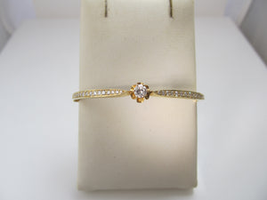 Antique style 14k yellow gold diamond bangle bracelet