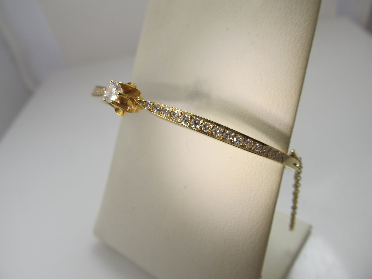 Antique style 14k yellow gold diamond bangle bracelet