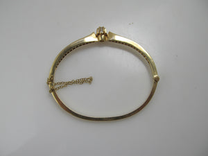 Antique style 14k yellow gold diamond bangle bracelet