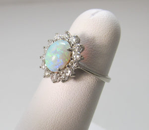 Pretty opal diamond halo ring