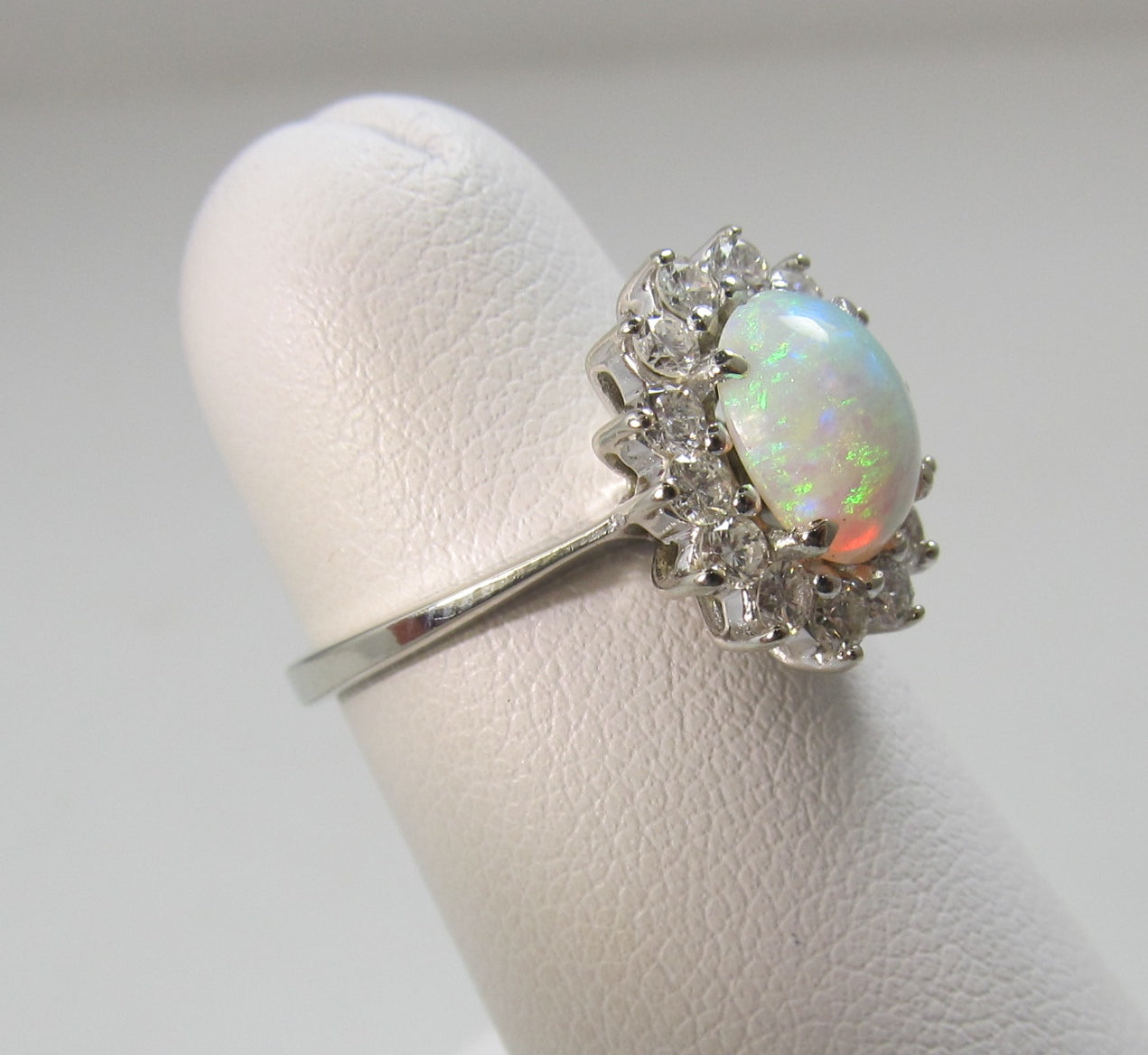 Pretty opal diamond halo ring