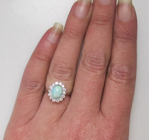 Pretty opal diamond halo ring