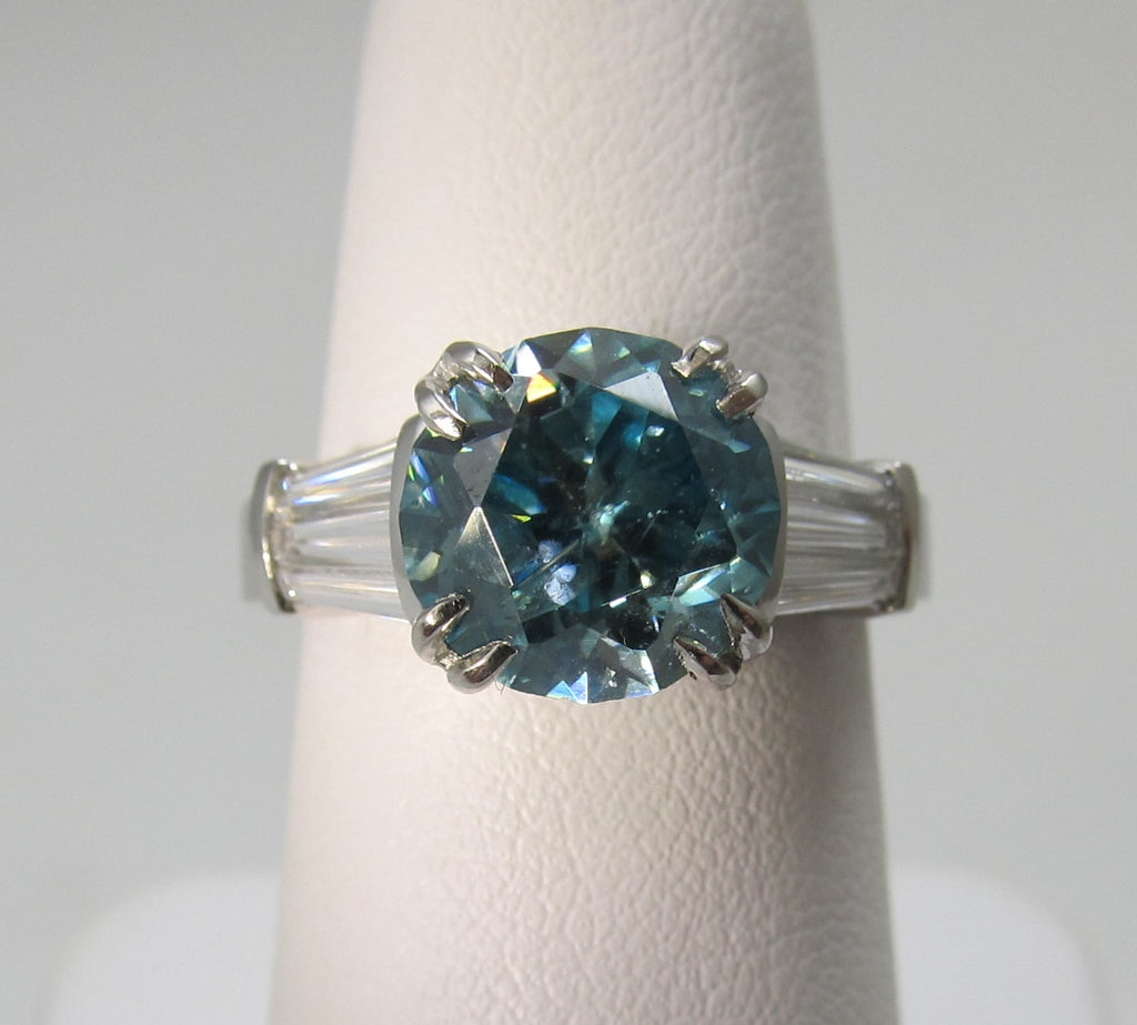Huge natural blue zircon and diamond ring