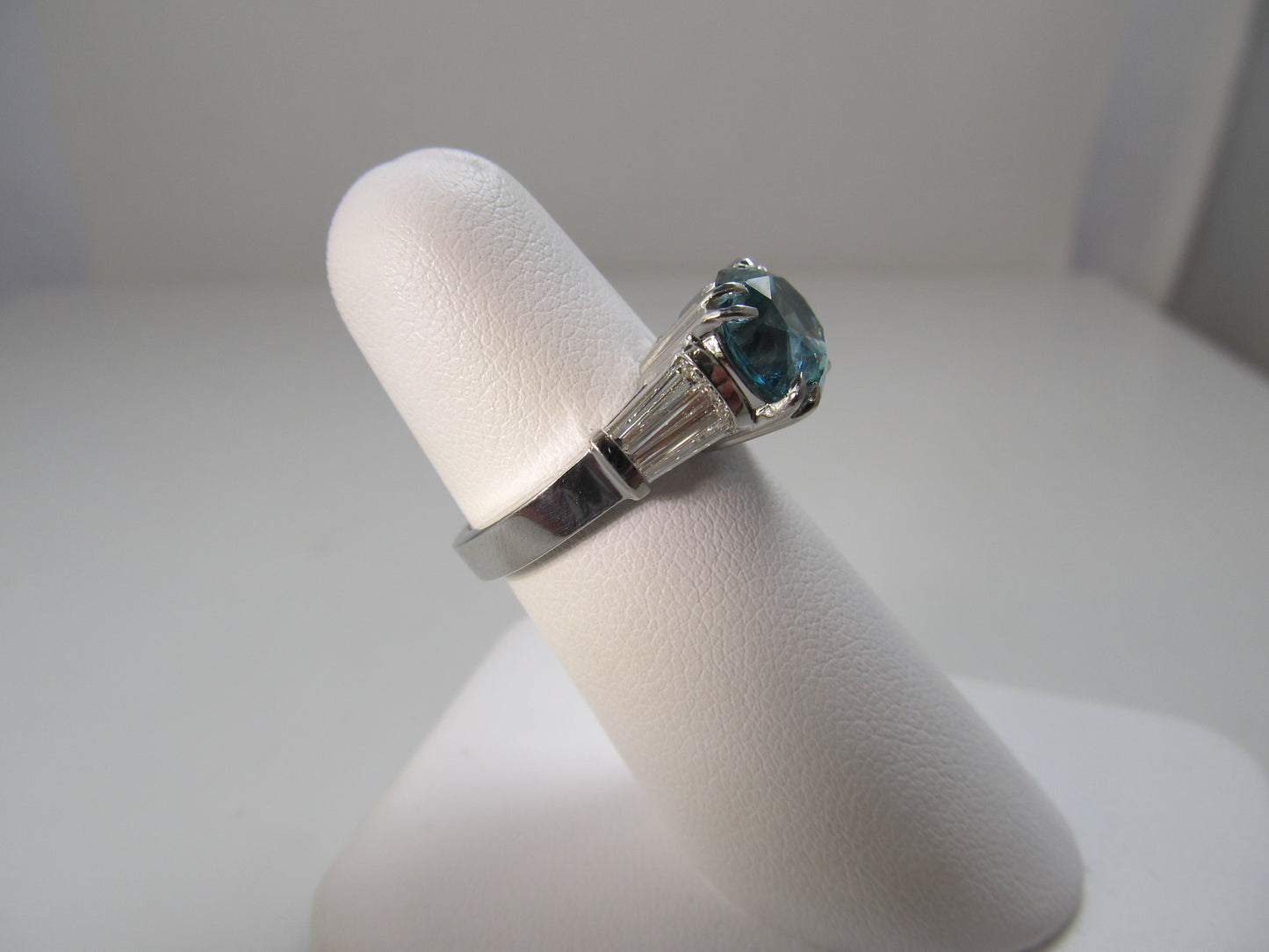 Huge natural blue zircon and diamond ring