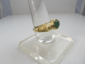 14k Yellow Gold Emerald Ring With Faces