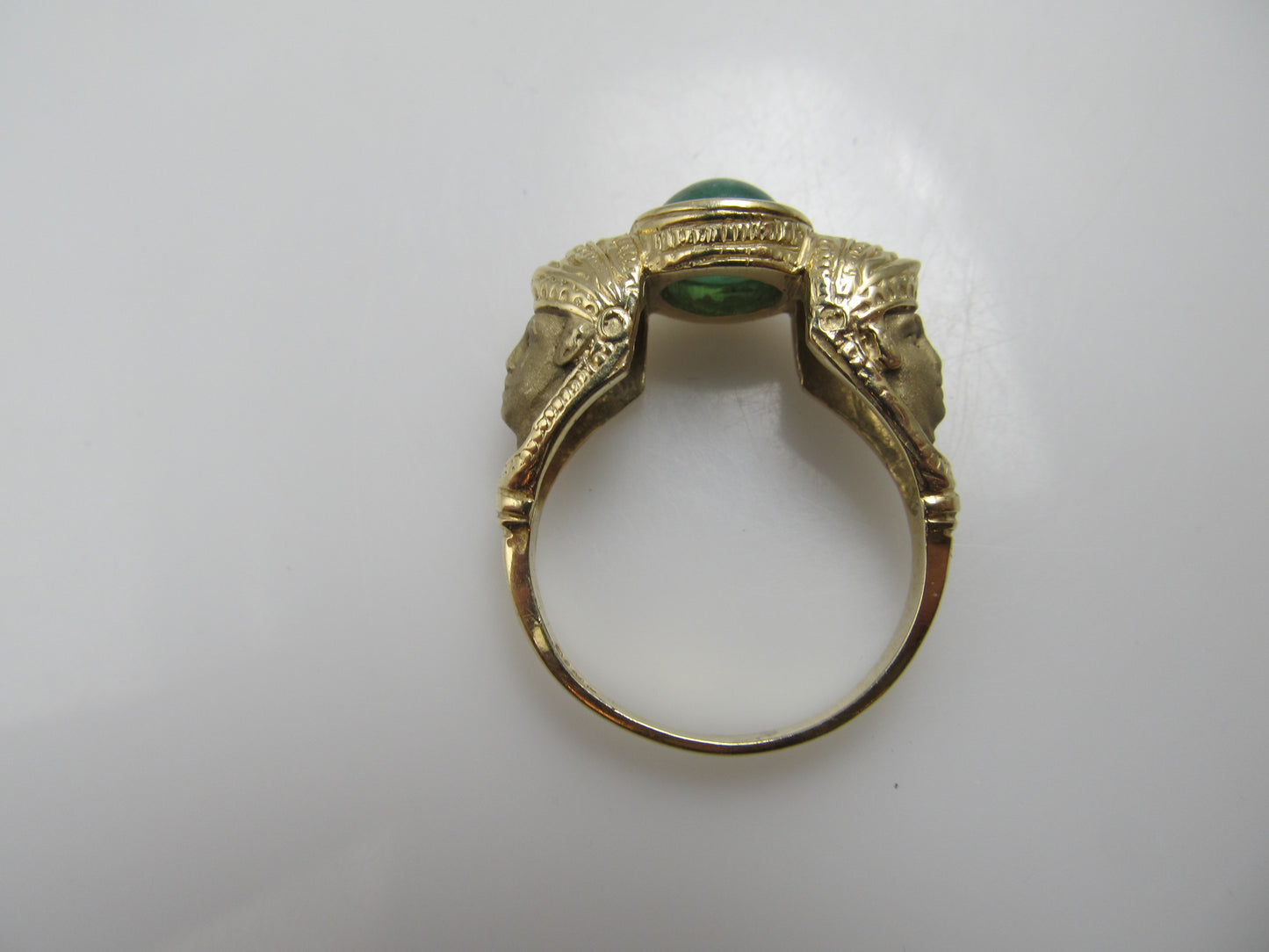 14k Yellow Gold Emerald Ring With Faces