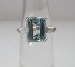 Vintage Platinum Ring With A 3.94ct Aquamarine And .33cts In Diamonds