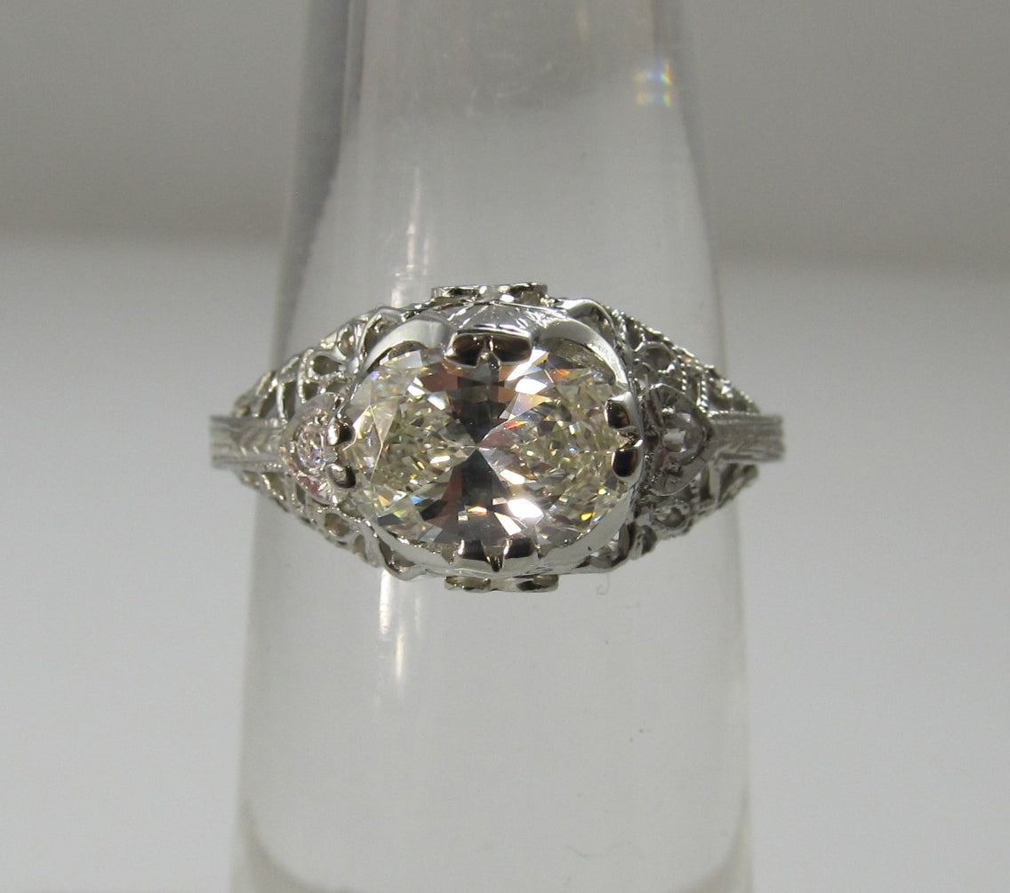 antique oval diamond engagement ring, victorious cape may