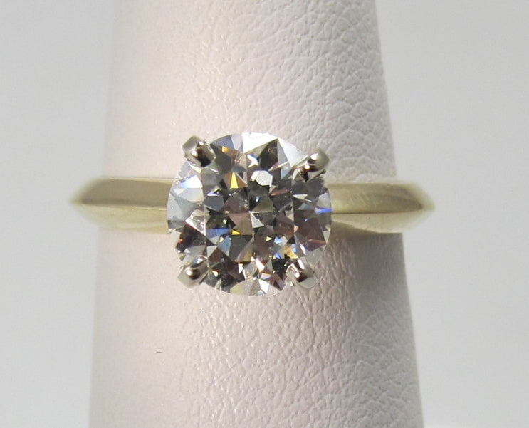 1.45ct old cut diamond engagement ring, 14k yellow gold