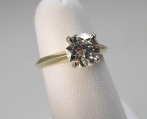 1.45ct old cut diamond engagement ring, 14k yellow gold