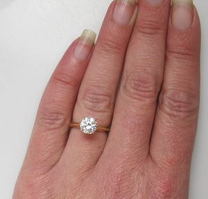 1.45ct old cut diamond engagement ring, 14k yellow gold