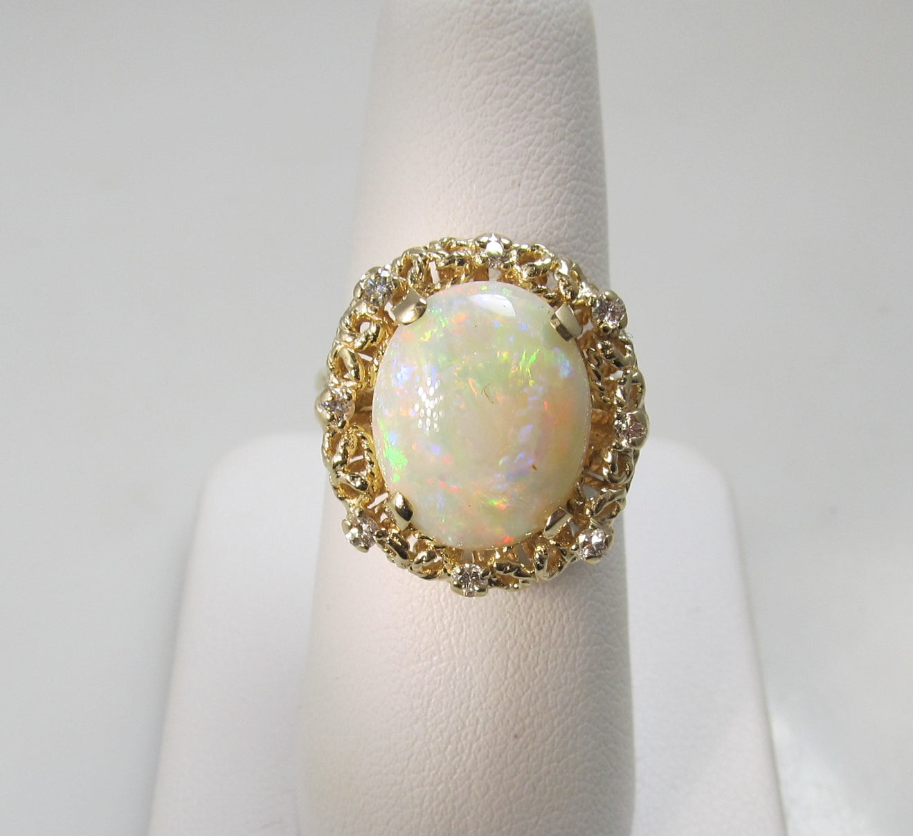 Huge 7.00ct opal ring with diamonds