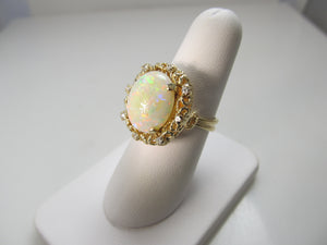 Huge 7.00ct opal ring with diamonds