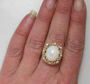 Huge 7.00ct opal ring with diamonds