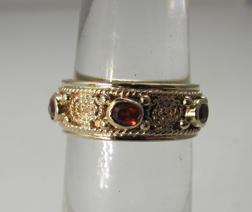 Vintage garnet eternity band, 14k yellow gold