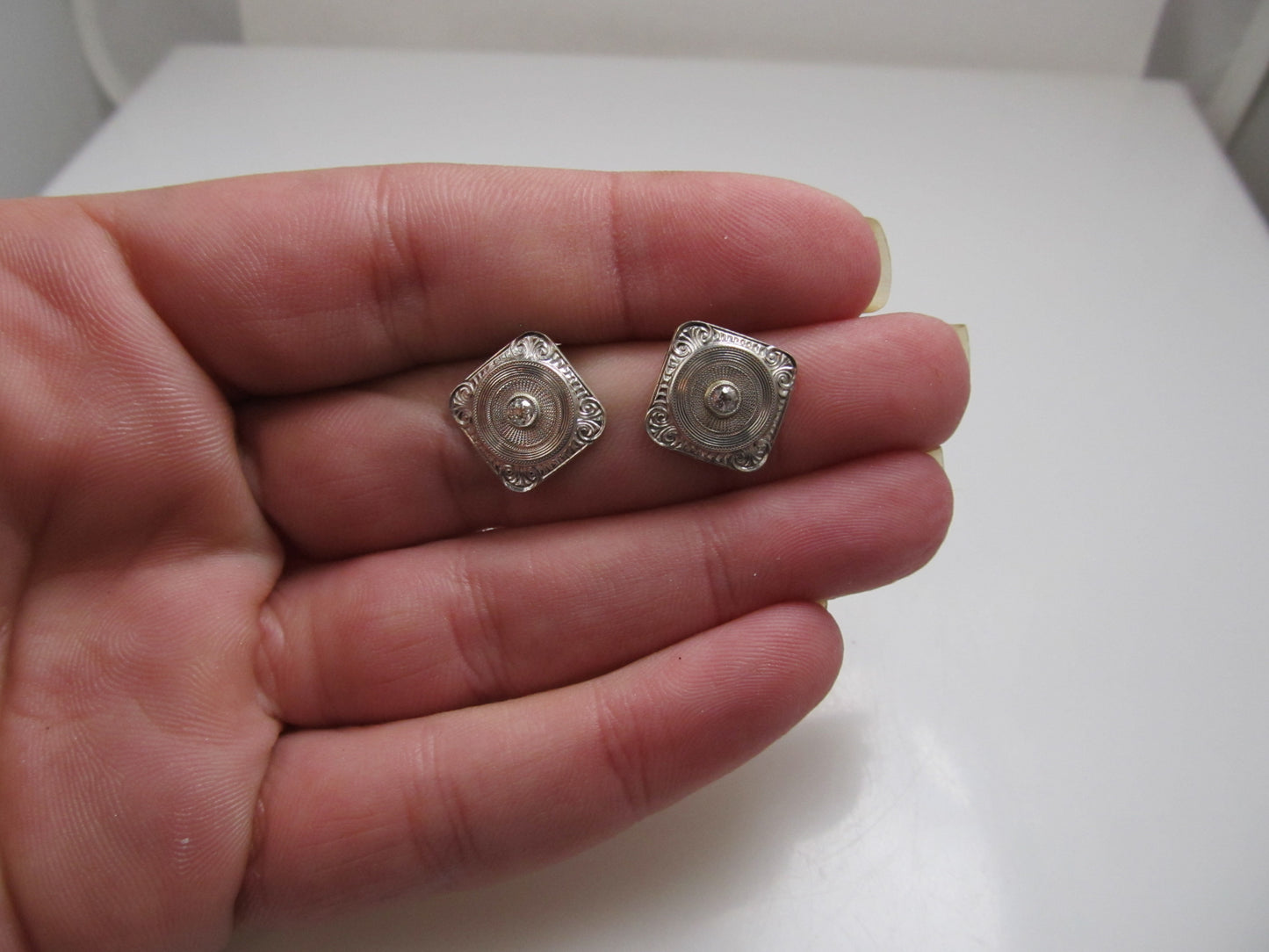 14k and platinum earrings with diamonds, circa 1920