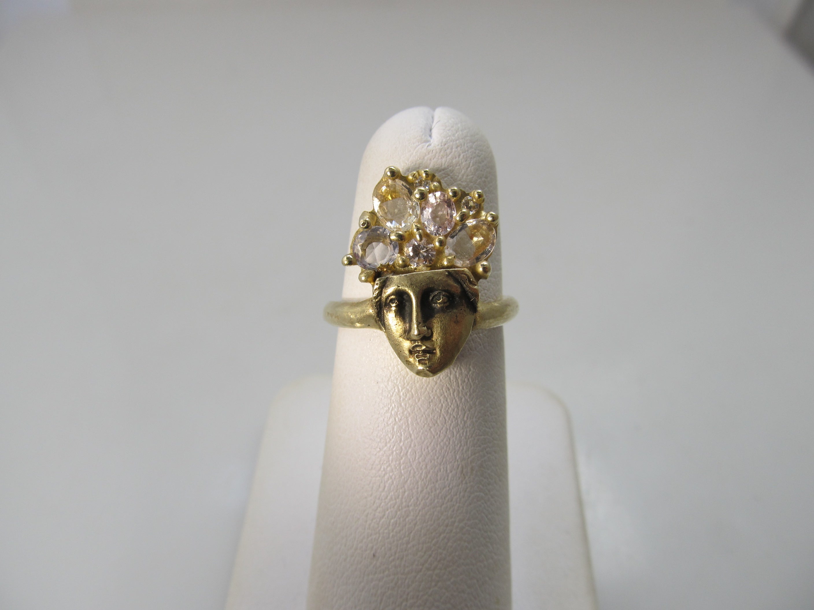 Really neat morganite lady face ring