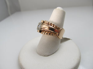 Vintage Retro 14k Rose Gold Ring With A .25ct Diamond, Circa 1940