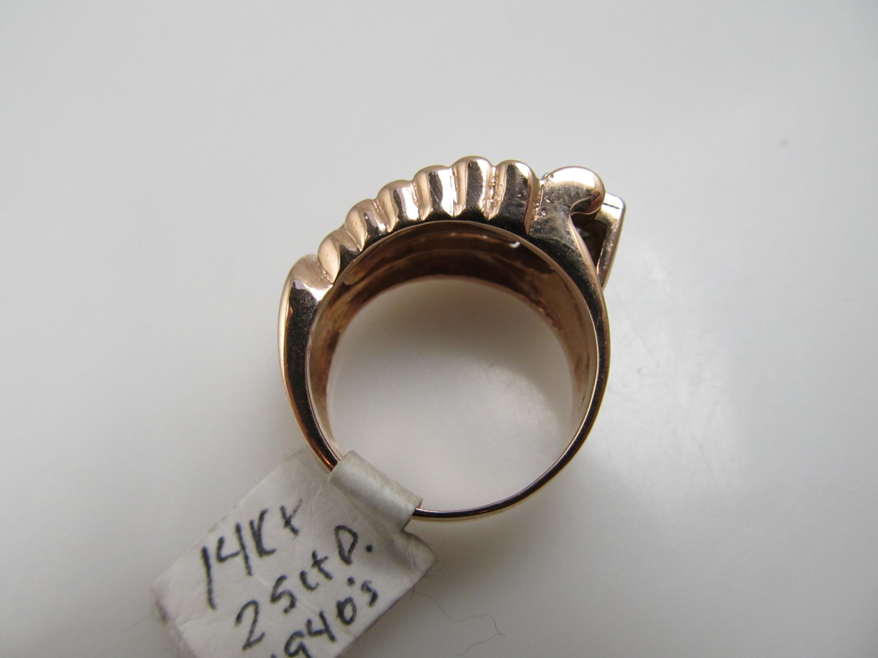 Vintage Retro 14k Rose Gold Ring With A .25ct Diamond, Circa 1940