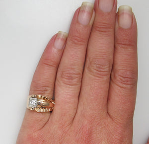 Vintage Retro 14k Rose Gold Ring With A .25ct Diamond, Circa 1940