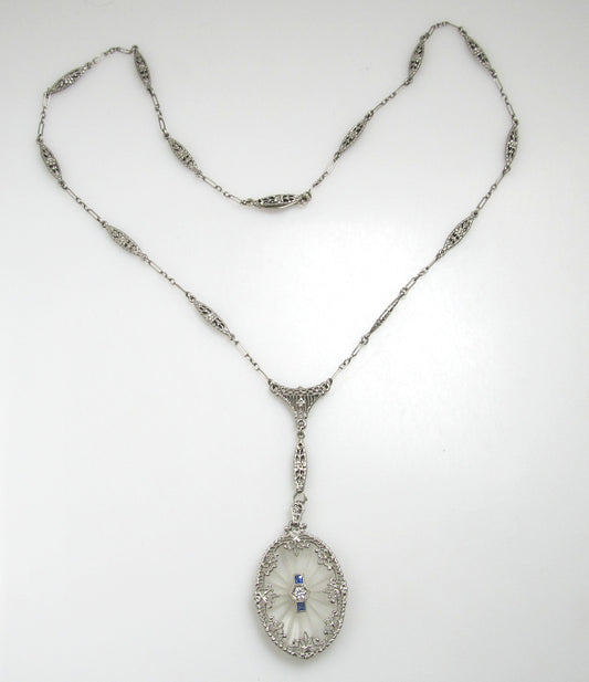 Antique filigree camphor glass necklace, victorious cape may
