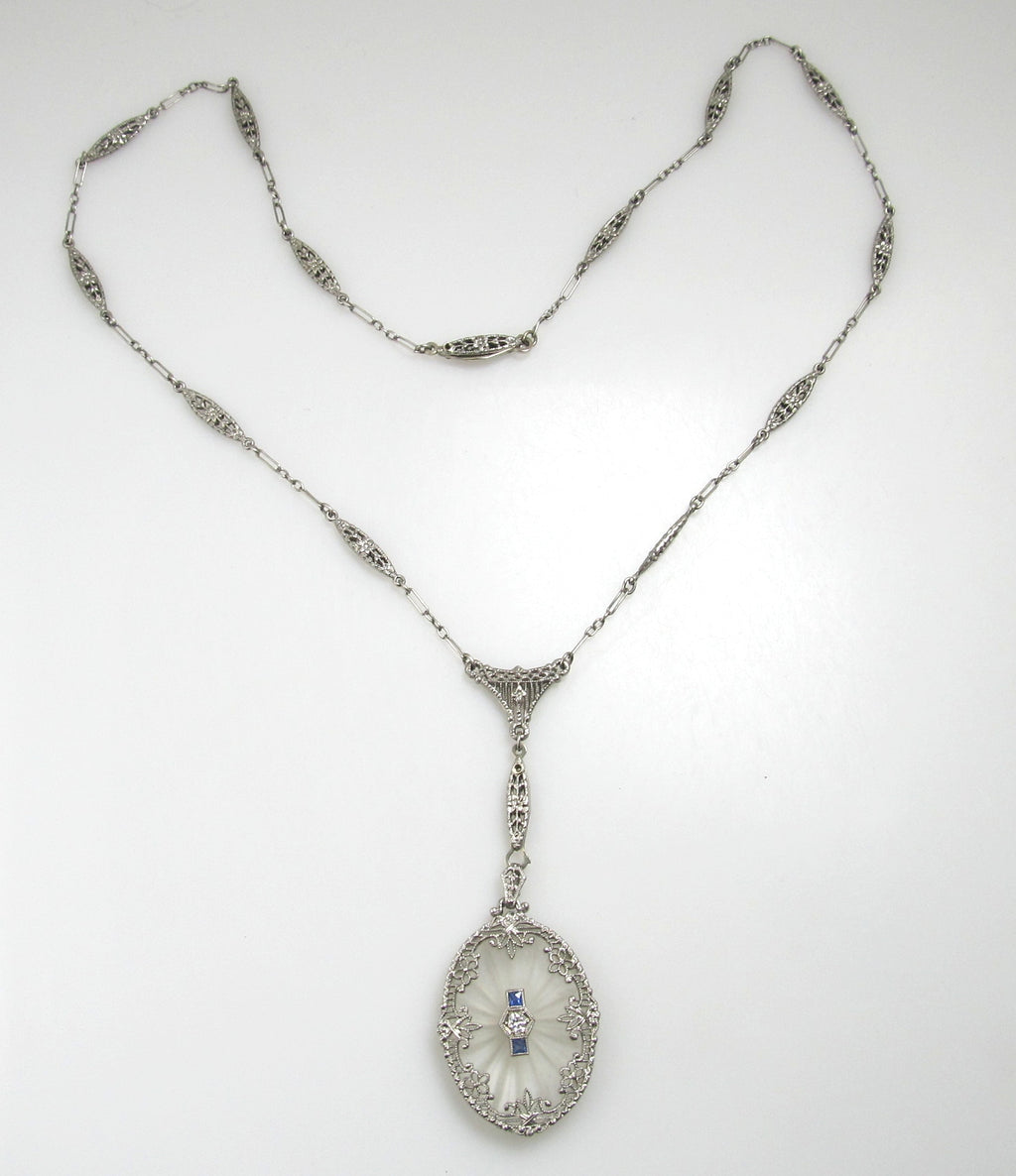 Antique filigree camphor glass necklace, victorious cape may