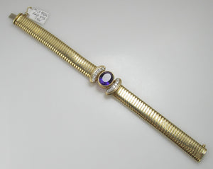 14k Gold Bracelet With A 5ct Amethyst And .40cts In Diamonds