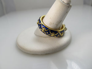 18k Yellow Gold Eternity Band With Cobalt Blue Enamel