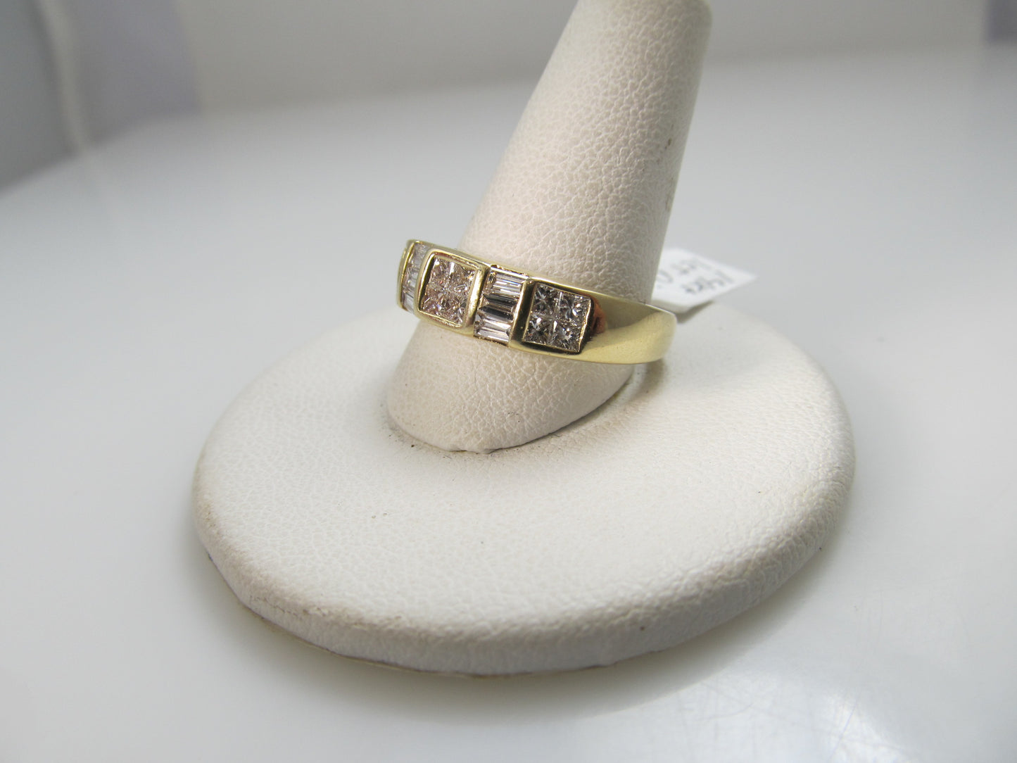 14k Yellow Gold Band With 1ct In Baguette And Princess Cut Diamonds