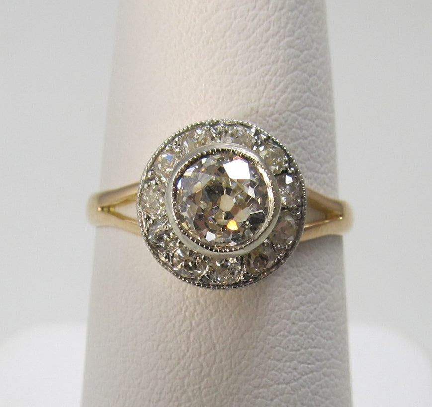 Antique 1.17 diamond engagement ring, platinum & yellow gold