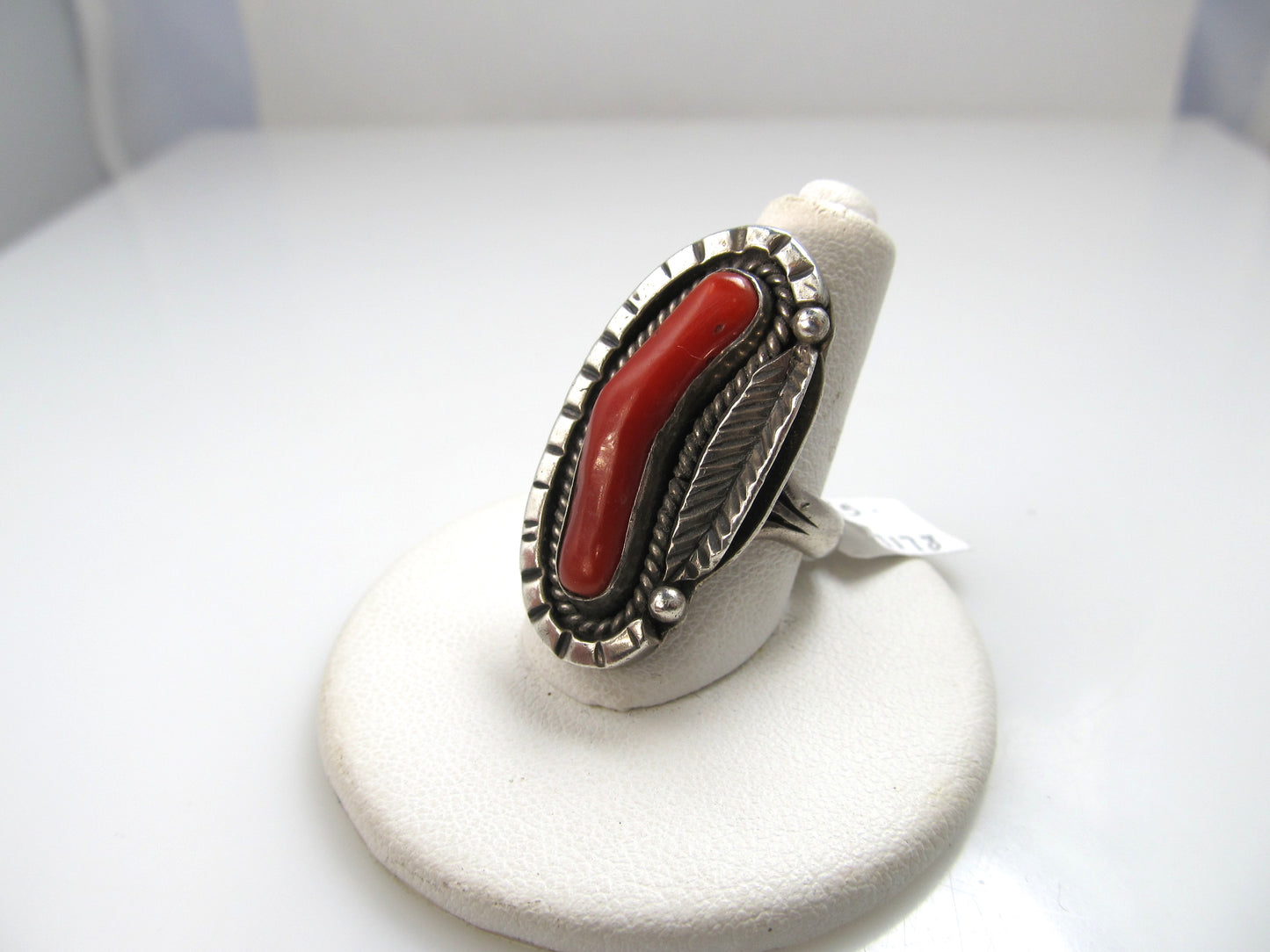Vintage Navajo sterling silver coral ring
