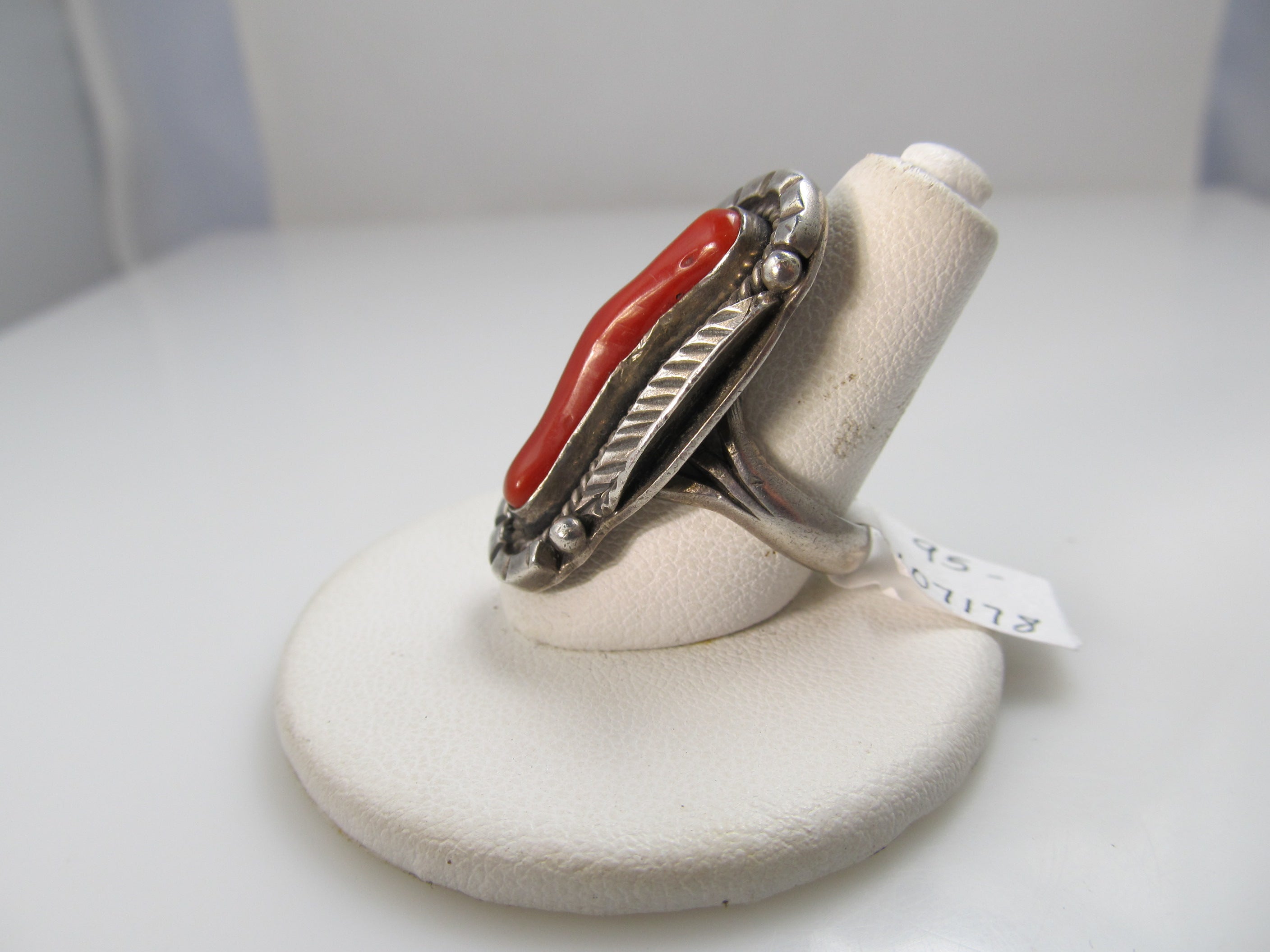 Vintage Navajo sterling silver coral ring