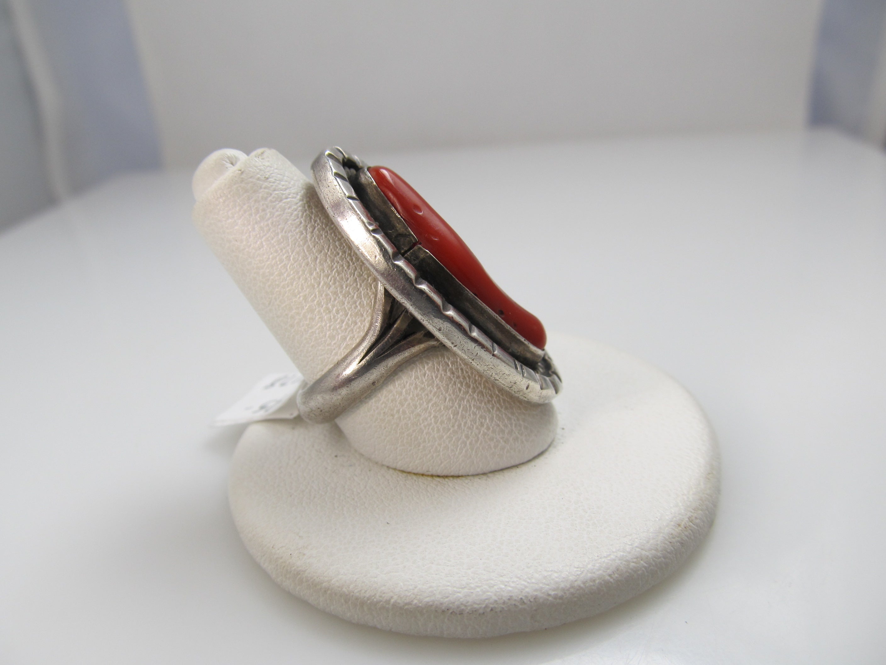 Vintage Navajo sterling silver coral ring