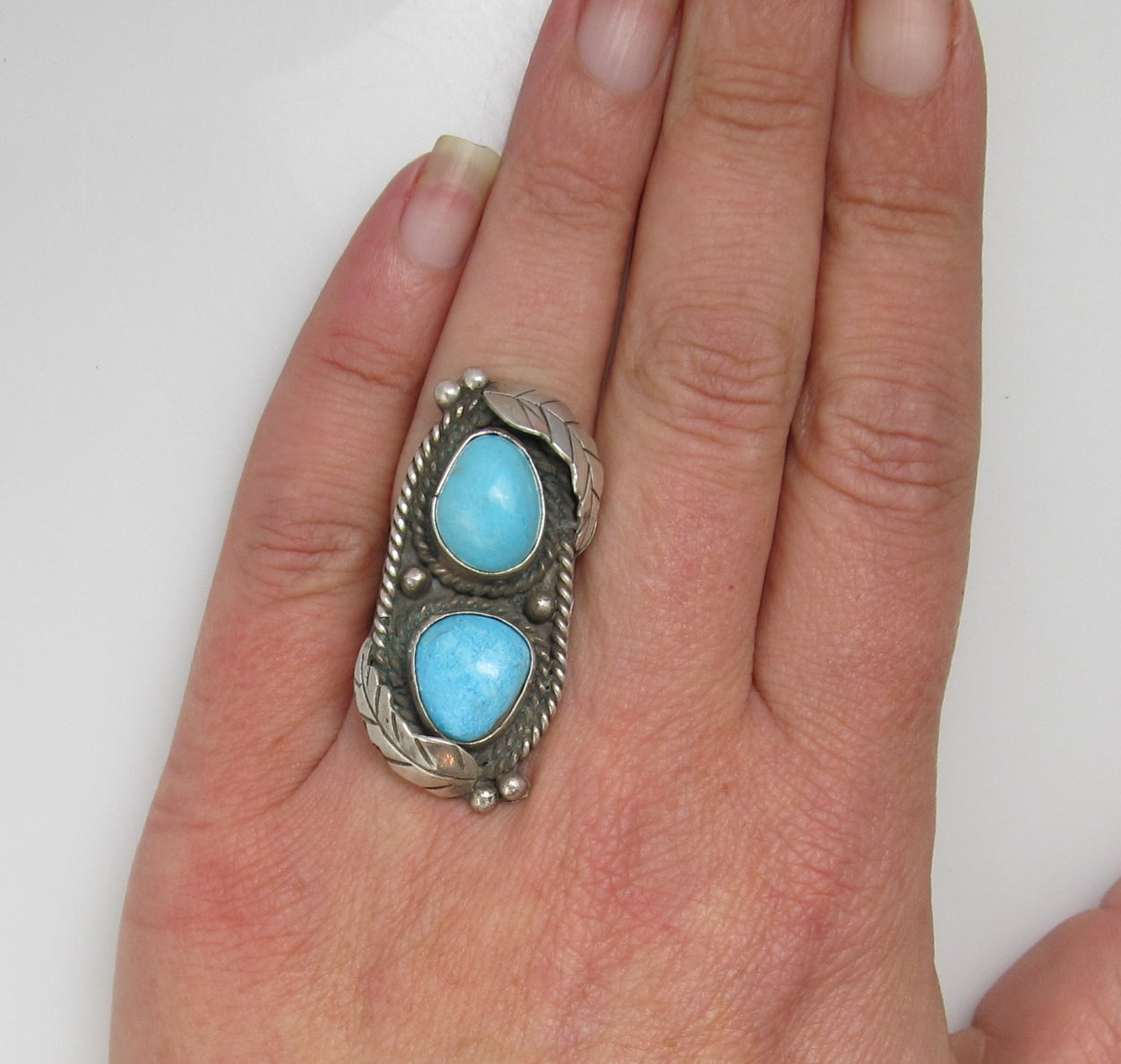 Vintage Navajo sterling silver ring with turquoise