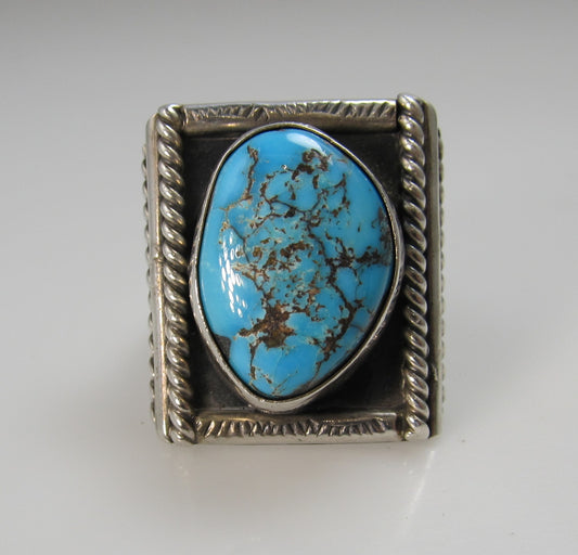 Vintage sterling silver Navajo turquoise ring