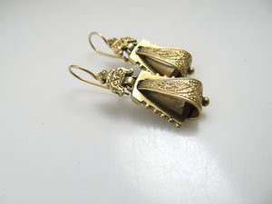 Victorian Revival 14k Yellow Gold Drop Earrings